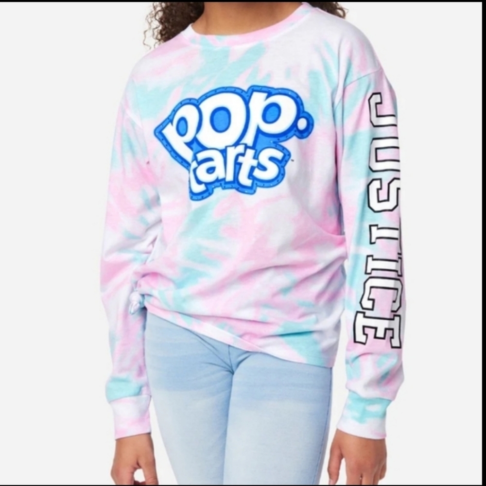 Justice POP Tarts Tie Dye Crewneck Long Sleeve Shirt Size Medium
